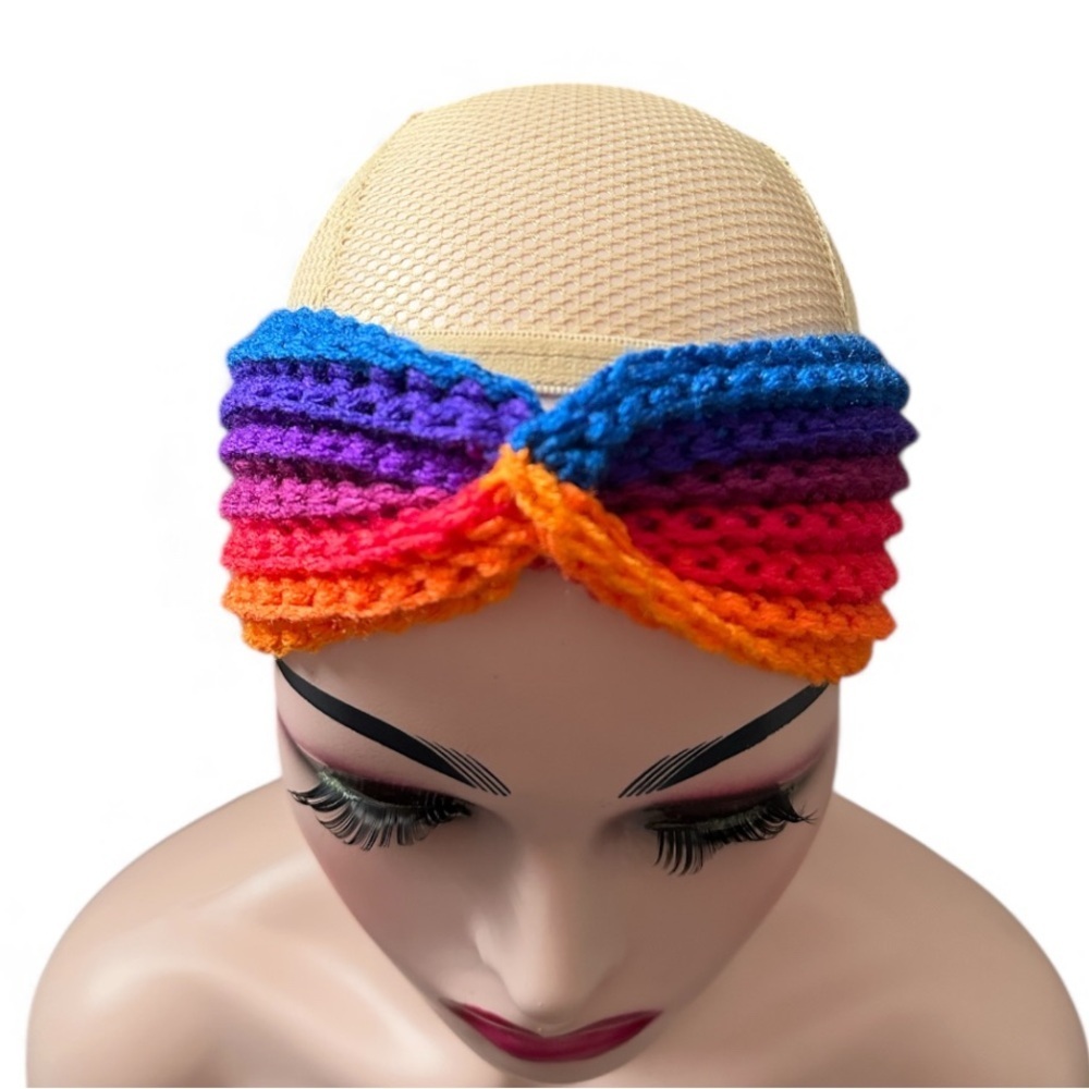 Colorful crochet Headband rainbow inspired